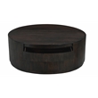 Flagstaff 2-Drawer Round Cocktail Table in Barista Brown on Solid Wood