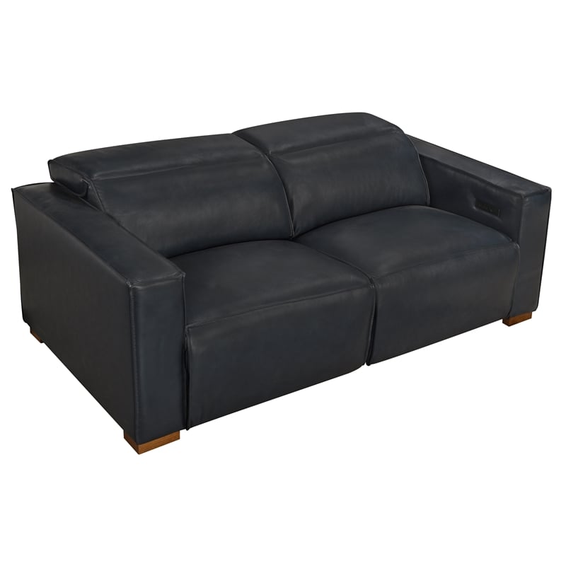 Riseholme Reclining Sofa in Contemporary Blue Authentic Full-Leather
