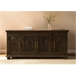 Athena 4-Door Sideboard in Antique Black with Traditional Carving on Solid Wood