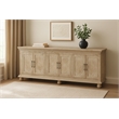 Athena 6-Door Sideboard in Distressed White Traditional Carving on Solid Wood