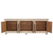 Athena 6-Door Sideboard in Distressed White Traditional Carving on Solid Wood