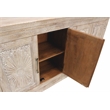 Athena 6-Door Sideboard in Distressed White Traditional Carving on Solid Wood
