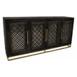 Juno 4-Door Sideboard in Antique Black with Traditional Carving on Solid Wood
