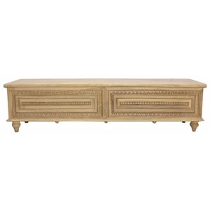 Noelle 71&quot Storage Bench in Traditional Distressed White on Teak Solid Wood