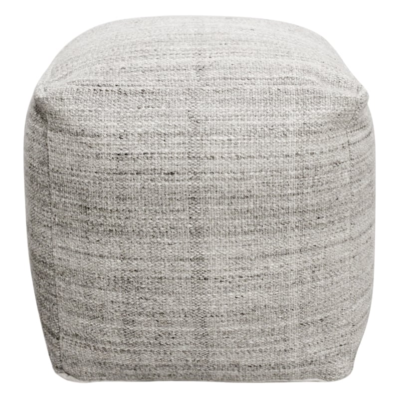Remi Pouf in Handwoven Contemporary Salt and Pepper Gray Wool