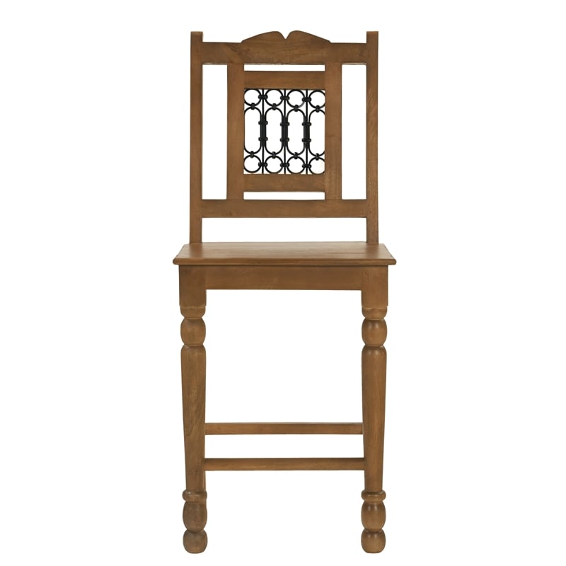 Bliss Counter Chair 2-Piece Set in Traditional Spice Tan on Solid Wood
