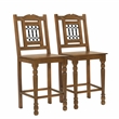 Bliss Counter Chair 2-Piece Set in Traditional Spice Tan on Solid Wood