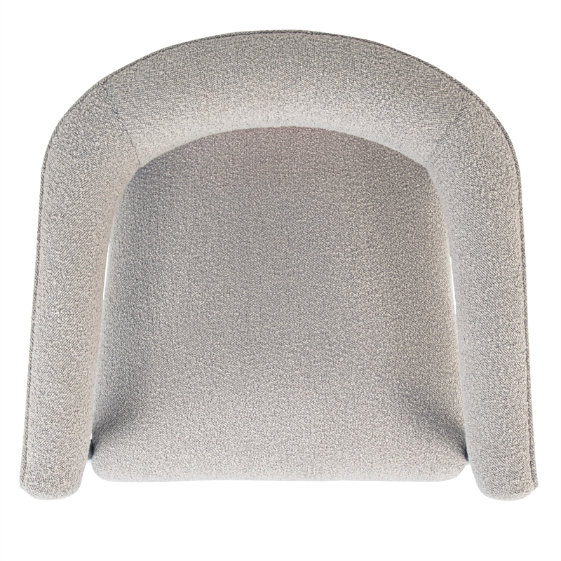 Quinn Arm Chair in Silver Boucle Fabric with Mid-century Space Black Wood Frame