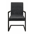 Wendy Arm Chair in Modern Antique Black Leather 2-Piece Set with Iron Base