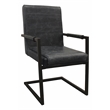 Wendy Arm Chair in Modern Antique Black Leather 2-Piece Set with Iron Base