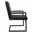 Wendy Arm Chair in Modern Antique Black Leather 2-Piece Set with Iron Base