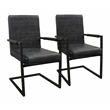 Wendy Arm Chair in Modern Antique Black Leather 2-Piece Set with Iron Base