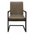 Wendy Arm Chair in Modern Gray Leather 2-Piece Set with Iron Base