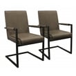 Wendy Arm Chair in Modern Gray Leather 2-Piece Set with Iron Base