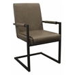 Wendy Arm Chair in Modern Gray Leather 2-Piece Set with Iron Base