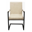 Wendy Arm Chair in Modern Ivory Leather 2-Piece Set with Wrought Iron Base