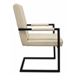 Wendy Arm Chair in Modern Ivory Leather 2-Piece Set with Wrought Iron Base