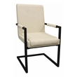 Wendy Arm Chair in Modern Ivory Leather 2-Piece Set with Wrought Iron Base