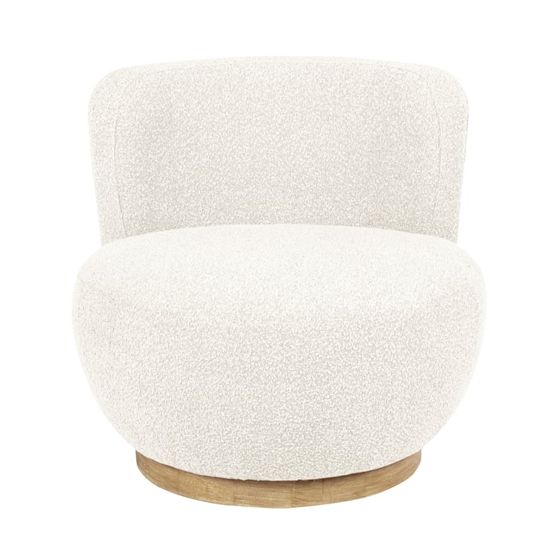 Maya Occasional Swivel Chair 2-Piece Set in Modern Ivory Boucle Fabric