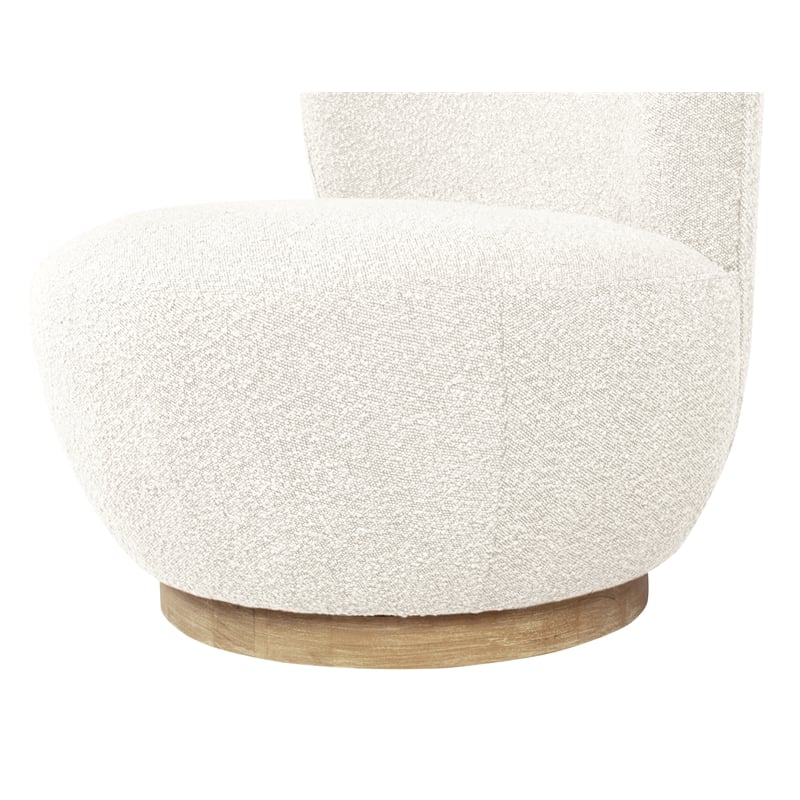 Maya Occasional Swivel Chair 2-Piece Set in Modern Ivory Boucle Fabric
