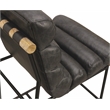 Layla Bar Height Stool in Modern Antique Black Authentic Leather on Metal Frame