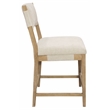 Clara Counter Height Stool in Contemporary Beige Linen Fabric on Solid Wood