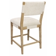 Clara Counter Height Stool in Contemporary Beige Linen Fabric on Solid Wood