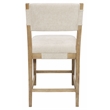 Clara Counter Height Stool in Contemporary Beige Linen Fabric on Solid Wood