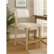 Clara Counter Height Stool in Contemporary Beige Linen Fabric on Solid Wood