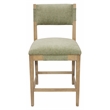 Clara Counter Height Stool in Contemporary Leaf Green Linen Fabric on Solid Wood