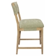 Clara Counter Height Stool in Contemporary Leaf Green Linen Fabric on Solid Wood