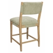 Clara Counter Height Stool in Contemporary Leaf Green Linen Fabric on Solid Wood