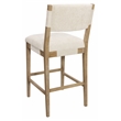 Clara Bar Height Stool in Contemporary Beige Linen Fabric on Solid Wood