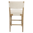 Clara Bar Height Stool in Contemporary Beige Linen Fabric on Solid Wood