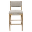 Clara Bar Height Stool in Contemporary Slate Gray Linen Fabric on Solid Wood