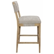 Clara Bar Height Stool in Contemporary Slate Gray Linen Fabric on Solid Wood