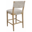 Clara Bar Height Stool in Contemporary Slate Gray Linen Fabric on Solid Wood
