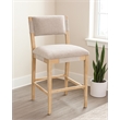 Clara Bar Height Stool in Contemporary Slate Gray Linen Fabric on Solid Wood