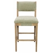 Clara Bar Height Stool in Contemporary Leaf Green Linen Fabric on Solid Wood