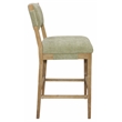 Clara Bar Height Stool in Contemporary Leaf Green Linen Fabric on Solid Wood