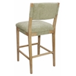 Clara Bar Height Stool in Contemporary Leaf Green Linen Fabric on Solid Wood