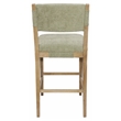 Clara Bar Height Stool in Contemporary Leaf Green Linen Fabric on Solid Wood