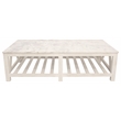 Bellamy White Marble Cocktail Table in Farmhouse Sur Tone on Solid Wood Base