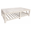 Bellamy White Marble Cocktail Table in Farmhouse Sur Tone on Solid Wood Base