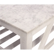Bellamy White Marble Cocktail Table in Farmhouse Sur Tone on Solid Wood Base