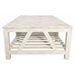 Bellamy White Marble Cocktail Table in Farmhouse Sur Tone on Solid Wood Base