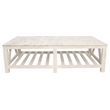 Bellamy White Marble Cocktail Table in Farmhouse Sur Tone on Solid Wood Base