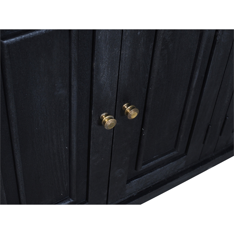 Jenna 6-Door Sideboard in Farmhouse Charcoal Gray Finish on Solid Wood