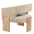 Tess Accent Chair 2-Piece Set in Modern Beige Ribbed Linen on Solid Wood