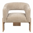 Tess Accent Chair 2-Piece Set in Modern Beige Ribbed Linen on Solid Wood